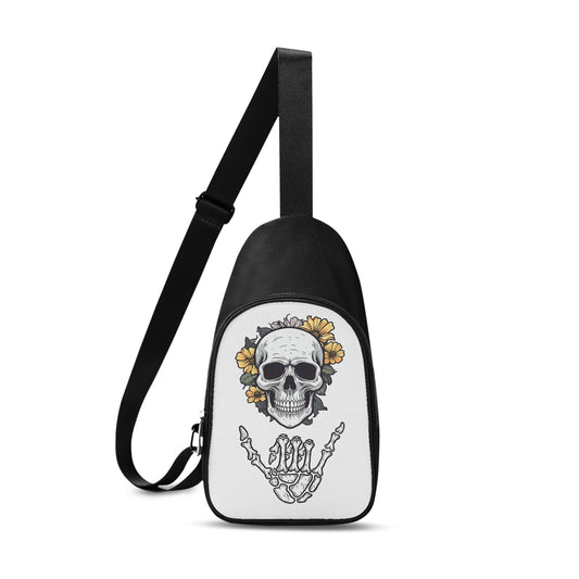 Skull Printed + Embroidered Casual Chest Bags